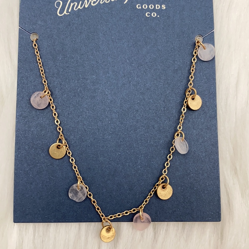 💖HP💖 Universal Thread Gold Rose Quartz Necklace - Picture 2 of 6